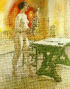 Carl Larsson modell med blomkruka-modellen lisa med blomkruka Spain oil painting artist